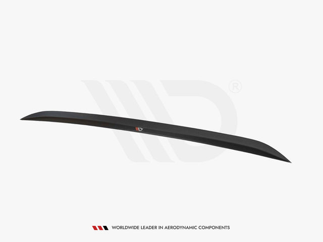 A sleek, black aerodynamic car component displayed on a plain white background with the text "WORLDWIDE LEADER IN AERODYNAMIC COMPONENTS" below.