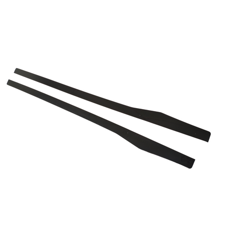 Two long, flat black blades lie parallel on a plain white background. The blades are smooth with slightly tapered ends, appearing static without any markings or text.