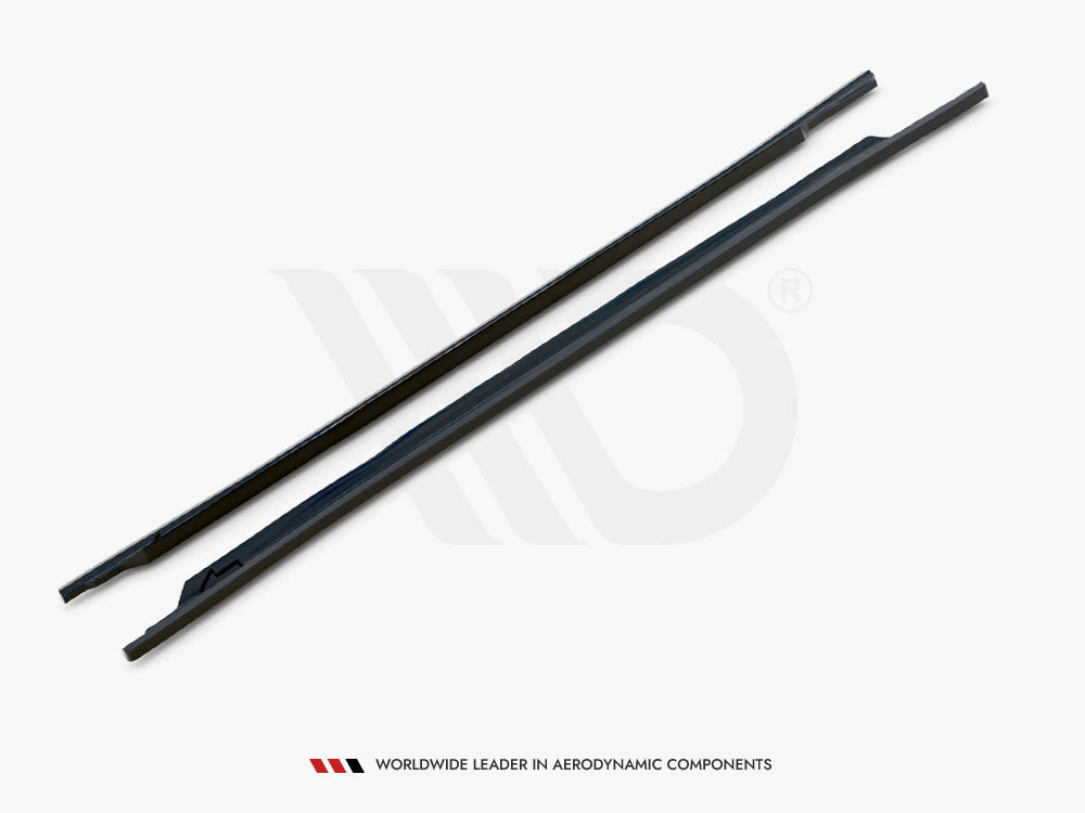 Two long, black aerodynamic components are placed diagonally on a light background. Below them, text reads: "WORLDWIDE LEADER IN AERODYNAMIC COMPONENTS."