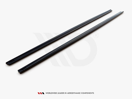 Two black, elongated strips are laid parallel on a light surface. Text reads, "WORLDWIDE LEADER IN AERODYNAMIC COMPONENTS."