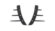 Two black carbon fiber pieces with three horizontal fins each are symmetrically aligned. They are set against a plain white background, suggesting automotive parts.
