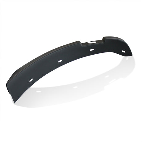 Curved black car spoiler with multiple mounting holes, positioned horizontally against a plain white background, casting a slight shadow below.