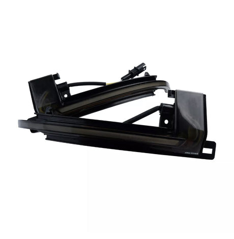 A pair of sleek, black LED car lights is arranged against a white background, featuring connecting wires and labeled "ANG RONG" in the corner.