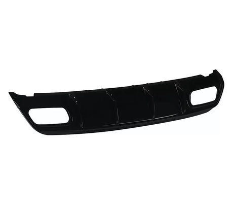 A black car bumper with vent-like openings is displayed against a plain white background. It features a smooth, curved design with two rectangular sections on either side.