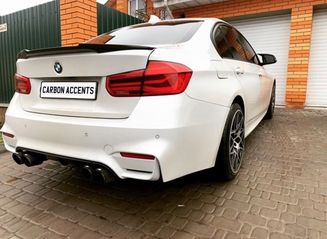 3 Series & M3 - F30/F80: Gloss Black M3 V-Style Spoiler - Carbon Accents