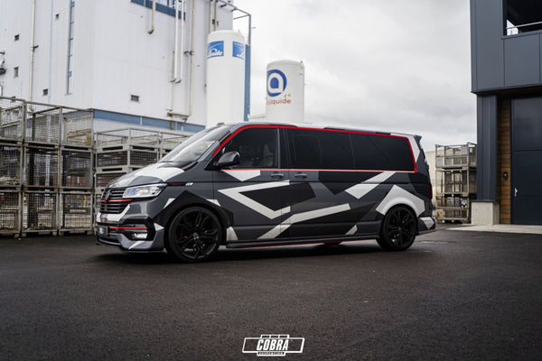 Cobra Suspension 55mm springs on VW Transporter T6.1 – side and rear view