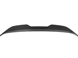 Carbon fiber car spoiler in a sleek, curved design; shown against a plain white background.