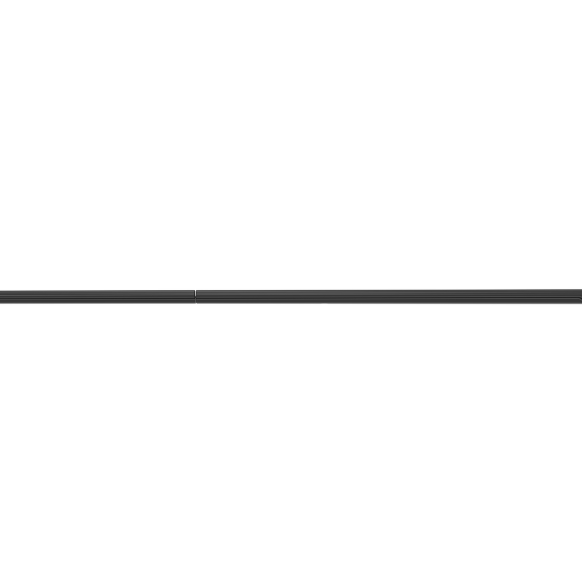 A sleek, black, telescopic pole extends horizontally, displaying subtle grooves and a smooth surface, set against a plain white background.