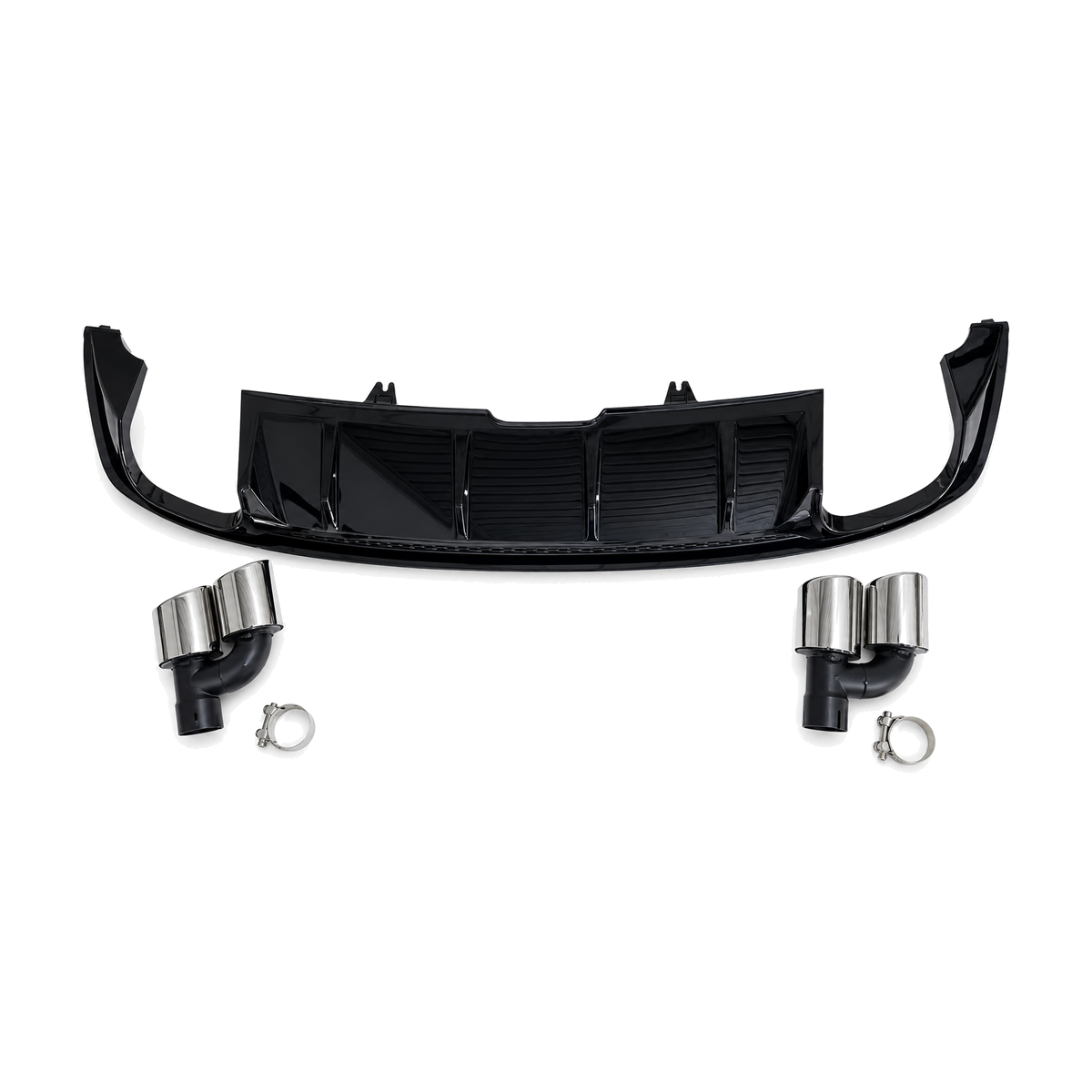 a5 b9 gloss black rs5 style rear diffuser with tips 16 19