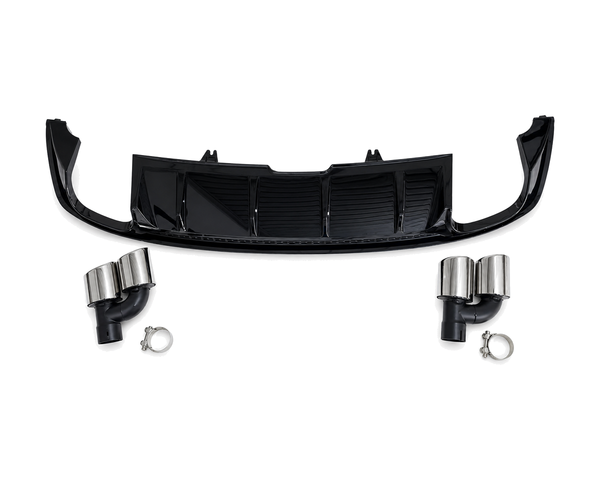 a5 b9 gloss black rs5 style rear diffuser with tips 16 19