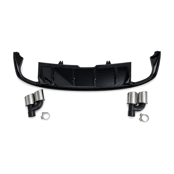 a5 b9 gloss black rs5 style rear diffuser with tips 16 19