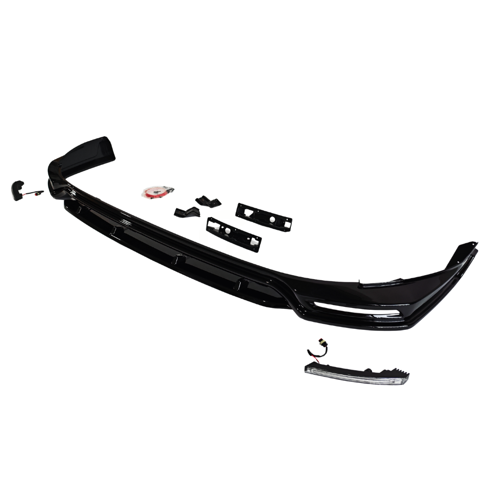 Ford Transit Custom MK2: Gloss Black Front Splitter with LED DRL 24+