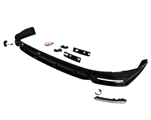 Ford Transit Custom MK2: Gloss Black Front Splitter with LED DRL 24+