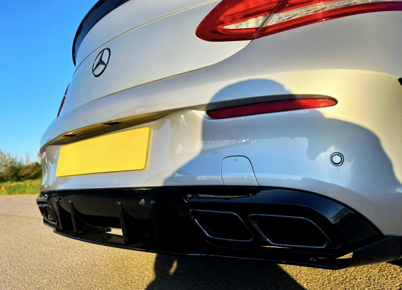 Mercedes C Class C205 Coupe Diffuser Gloss Black AMG Style – Carbon Accents