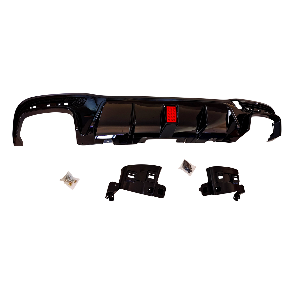 GLE - W166: Gloss Black LED Rear Diffuser 15-18