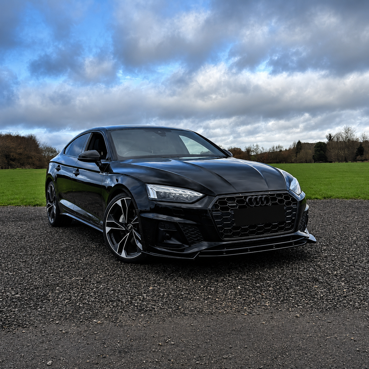 A5 - B9.5: Gloss Black Front Splitter 22+