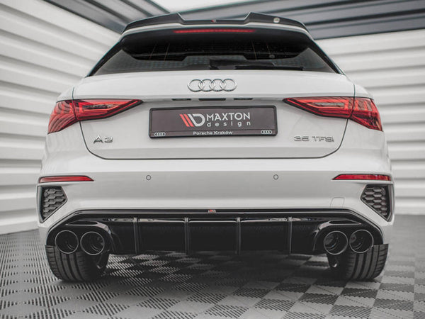 Audi - A3 S Line Sportback 8Y: Maxton Rear Diffuser + Exhaust Ends Imitation