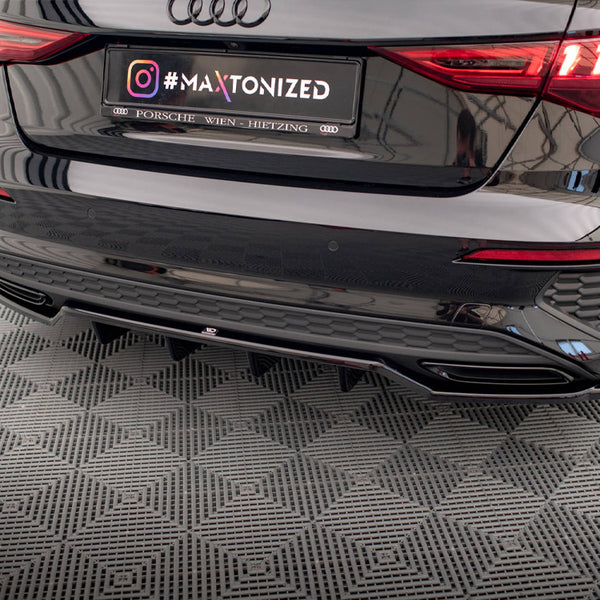 Audi - A3 S Line Sedan 8Y: Maxton Central Rear Splitter (Vertical Bars)