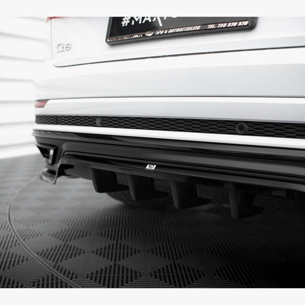Audi - Q8 S Line MK1: Maxton Central Rear Splitter (Vertical Bars)
