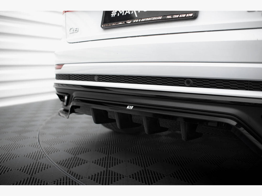 Audi - Q8 S Line MK1: Maxton Central Rear Splitter (Vertical Bars)