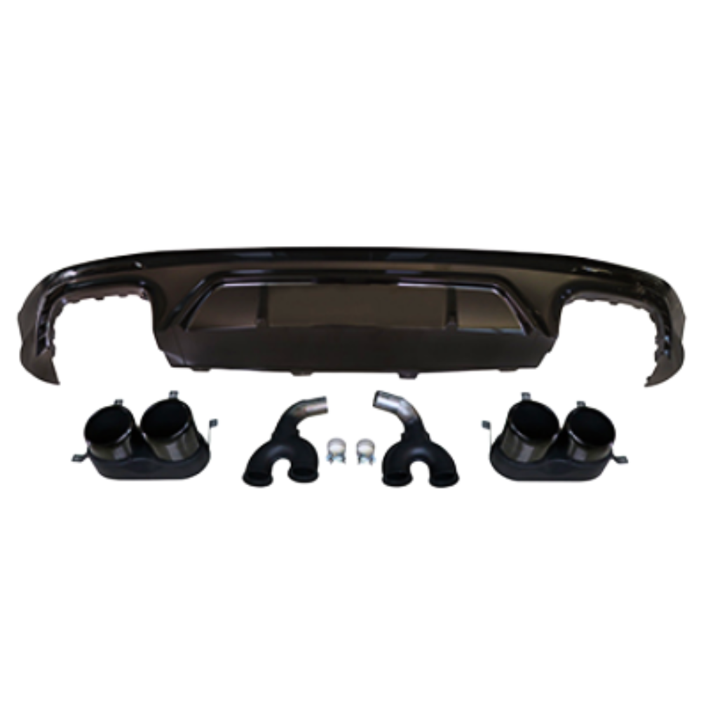 Q5 - MK2: Gloss Black Rear Diffuser SQ5 Style with Exhaust Tips 18-24