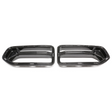 Two carbon fiber exhaust tip covers are displayed side by side on a plain white background, showcasing their sleek, aerodynamic design.