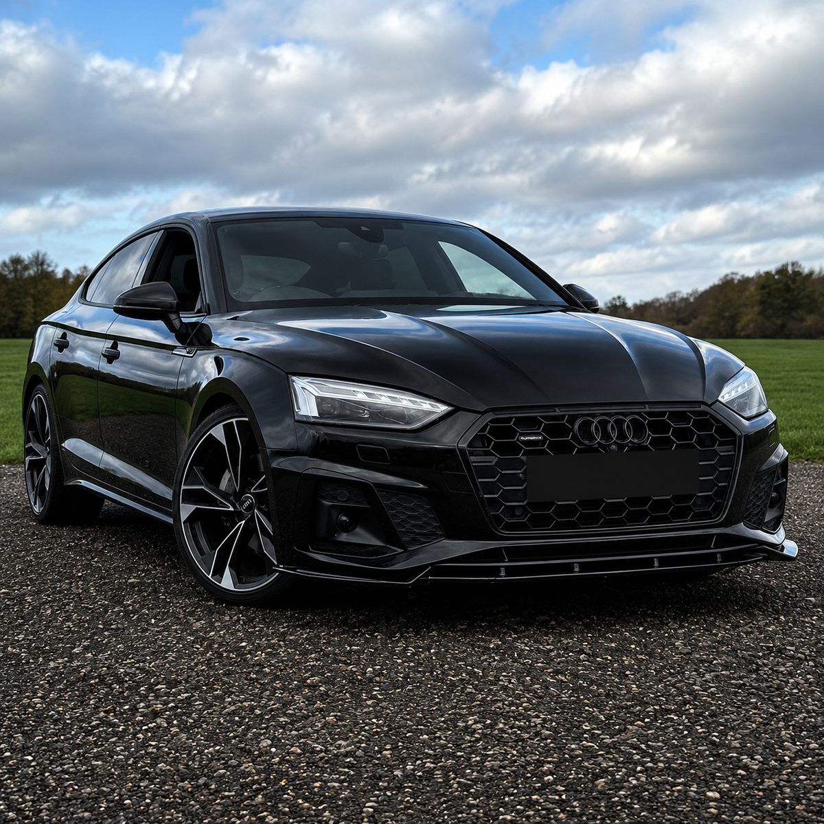 A5 - B9.5: Gloss Black Front Splitter 22+