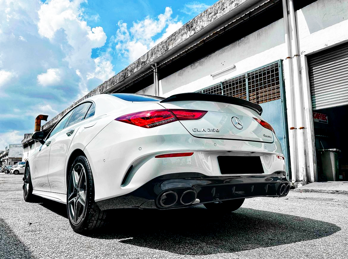 C Class - CLA W118 Pre-Facelift: Gloss Black Rear Diffuser 19-23