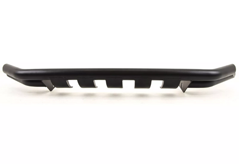 A black car bumper guard with multiple vertical slats is displayed against a plain white background. The guard has a slightly curved design, suggesting it attaches to a vehicle for protection.