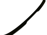 A black, sleek, aerodynamic car spoiler with a slight upward curve, isolated against a white background, suggesting it's designed for enhancing vehicle performance and style.