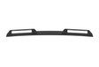 A black, curved car spoiler with two rectangular cutouts is displayed against a white background.