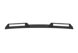 A black, curved car spoiler with two rectangular cutouts is displayed against a white background.