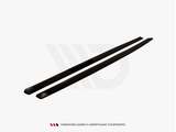Black aerodynamic roof rails are displayed on a white background. Text below reads: 