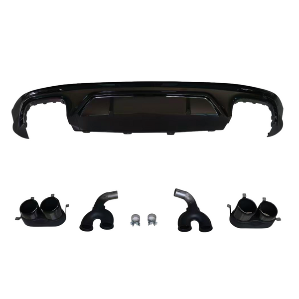Q5 - MK2: Gloss Black Rear Diffuser SQ5 Style with Exhaust Tips 18-24