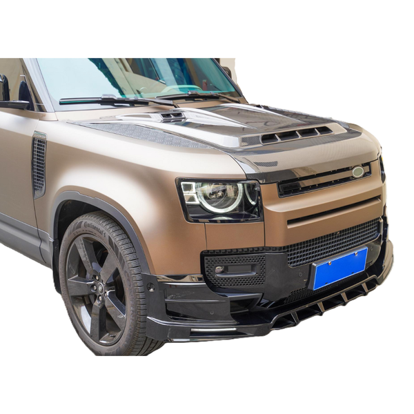 Defender 90/110 - L663: Gloss Black V2 Front Splitter with DRL 20+