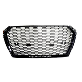 A4 - B9: Gloss Black RS Honeycomb Badgeless Front Grill 17-19