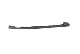 A long, black car side skirt lies horizontally against a plain white background, featuring angular edges and several triangular fins along its length.