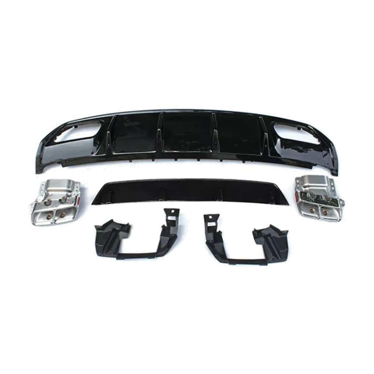 a45 w176 gloss black diffuser silver tailpipes