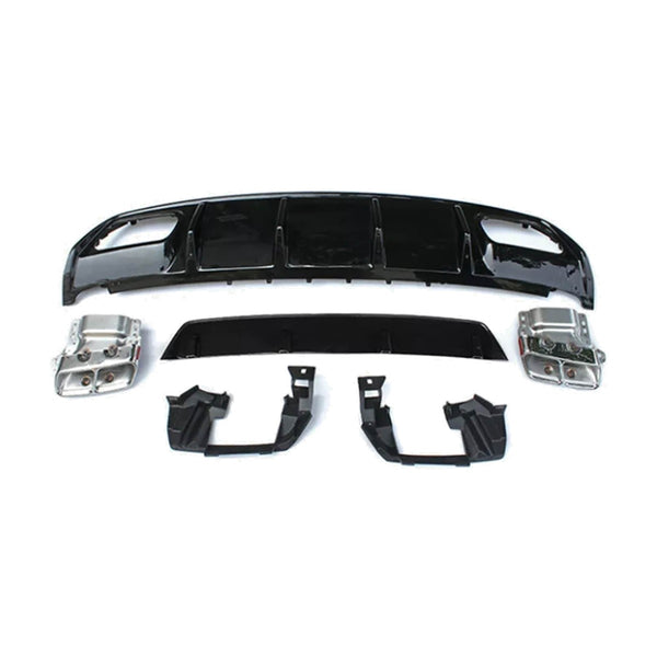 a45 w176 gloss black diffuser silver tailpipes