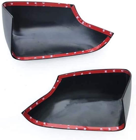Two black plastic automotive parts feature red adhesive strips along the edges, labeled "3M." They are angled, possibly designed as wind deflectors or protective covers, set against a white background.
