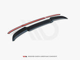 Two aerodynamic car components, one red and one black, are displayed on a plain white background. Text reads: 