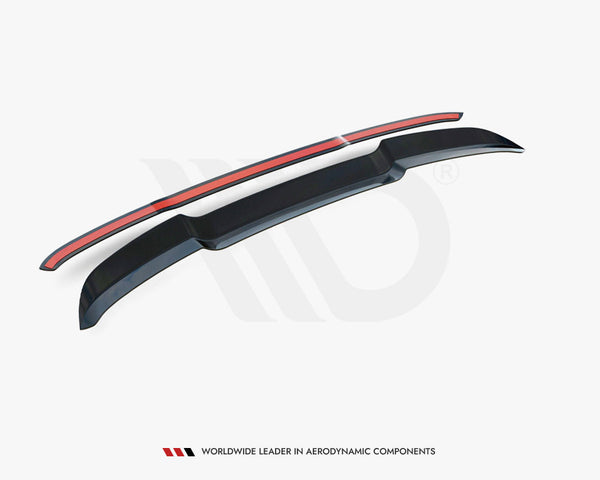 Two aerodynamic car components, one red and one black, are displayed on a plain white background. Text reads: "WORLDWIDE LEADER IN AERODYNAMIC COMPONENTS."