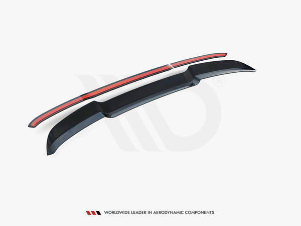 Two aerodynamic car components, one red and one black, are displayed on a plain white background. Text reads: "WORLDWIDE LEADER IN AERODYNAMIC COMPONENTS."