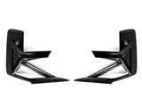 Two black carbon fiber brackets with an angular design sit on a white background. Each bracket features a large central triangular cutout and small circular holes for mounting.