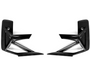 Two black carbon fiber brackets with an angular design sit on a white background. Each bracket features a large central triangular cutout and small circular holes for mounting.