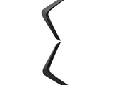 Two black angular objects face each other symmetrically on a white background, creating an open bracket shape in a minimalist style.