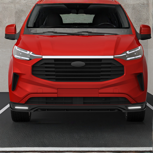 Ford Transit Custom MK2: Gloss Black Front Splitter with LED DRL 24+