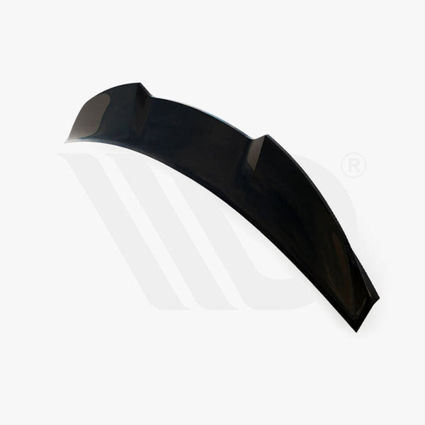 A sleek, black aerodynamic car component is angled on a plain white background. Text reads: "WORLDWIDE LEADER IN AERODYNAMIC COMPONENTS."