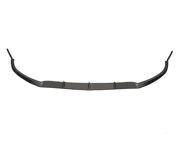A sleek, curved car spoiler with a segmented design lies against a plain white background. Its dark color and streamlined shape suggest use for aerodynamic enhancement.