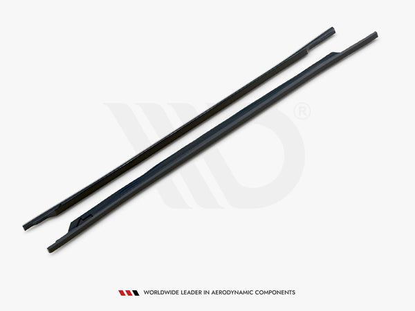 Two long, black aerodynamic components are placed diagonally on a light background. Below them, text reads: "WORLDWIDE LEADER IN AERODYNAMIC COMPONENTS."